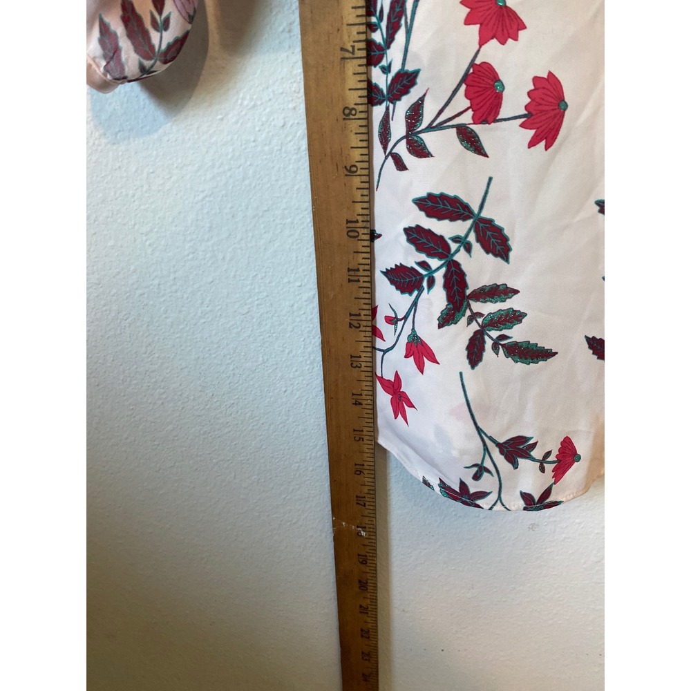LC Lauren Conrad Whimsigoth Womens Pink Floral Ruffle Glitter Keyhole Medium - Picture 6 of 9